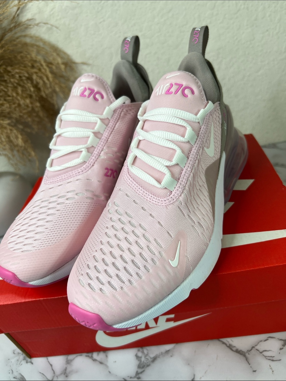 Nike Pink and Gray Air Max 270 Women's Sneakers - Picture 7 of 15